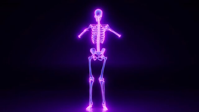 Glowing Skeleton Dancing on the Floor