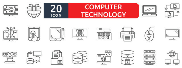 Computer technology icon set