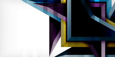 Arrows with 3d effect abstract background. Triangles on light grey backdrop