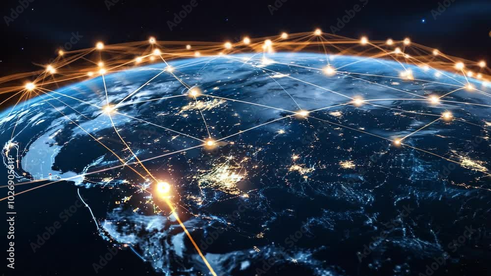 Aufkleber glowing connections and data points in a digital network