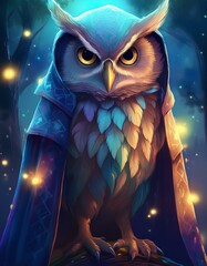 Obraz premium owl on the night sky