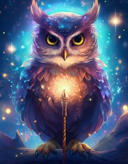 Obraz premium owl on the night sky