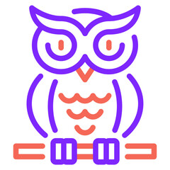 A vibrant, stylized owl icon featuring bold lines and bright colors, ideal for playful and creative projects.