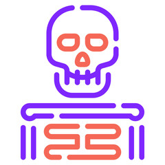 A vibrant and stylized representation of a skeleton showcasing unique, bright colors and a minimalist design.