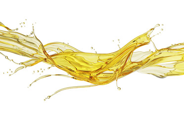 golden Cosmetic oil or juice splash, Olive oil liquid include Clipping path 3d rendering.