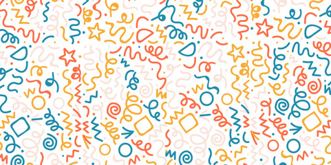 Seamless hand-drawn style pattern. Abstract lines. Color cut stone vector illustration. Seamless stone texture. Line art print. Colorful line doodle seamless pattern