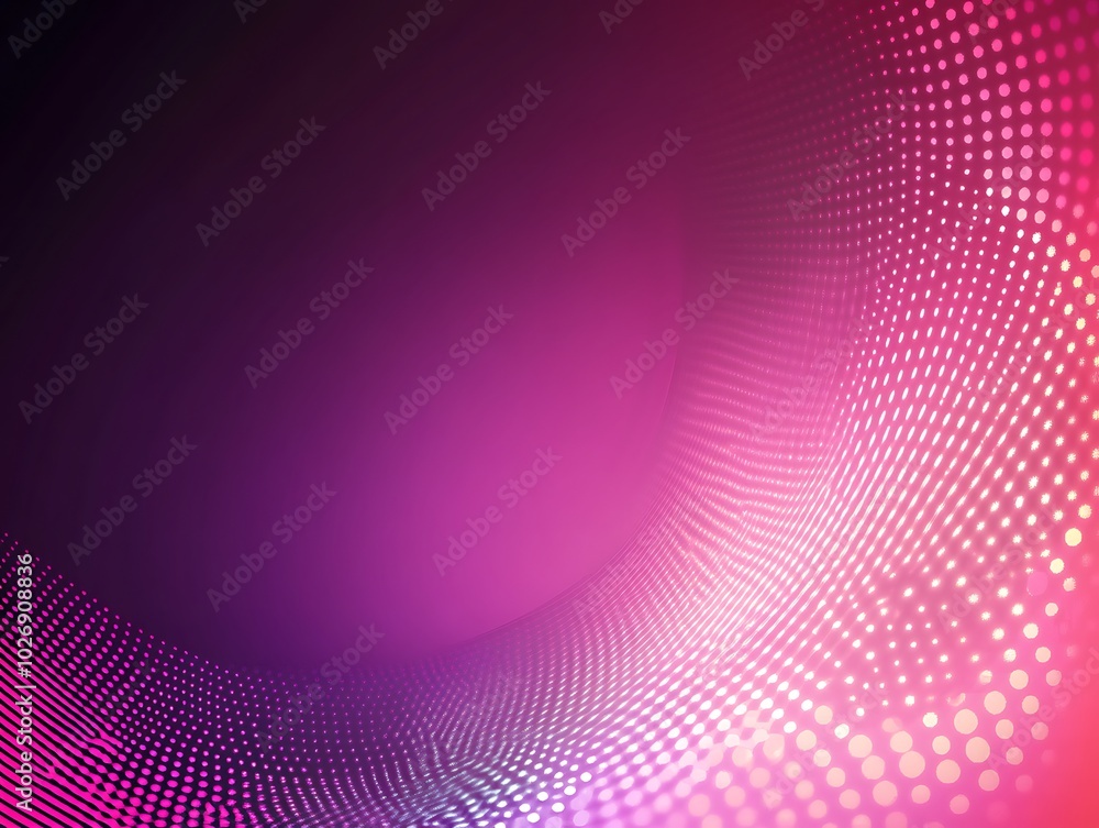 Poster abstract pink and purple background with a glowing dotted wave.