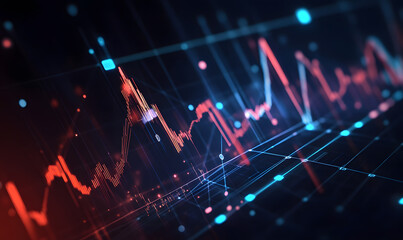 Futuristic Stock Market Chart with Glowing Data or Dynamic Financial Timeline for graphic background