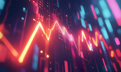 Futuristic Stock Market Chart with Glowing Data or Dynamic Financial Timeline for graphic background