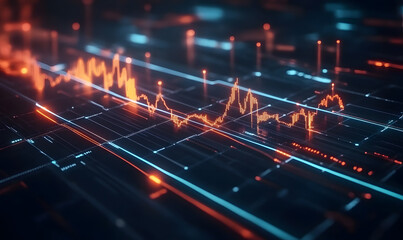 Futuristic Stock Market Chart with Glowing Data or Dynamic Financial Timeline for graphic background