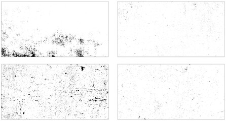 White old concrete wall distressed black grunge texture vector. Set of vector paint brush stroke, ink splash and grungy decoration elements.