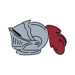 Knight helmet outline., lineart style. Vector illustration.