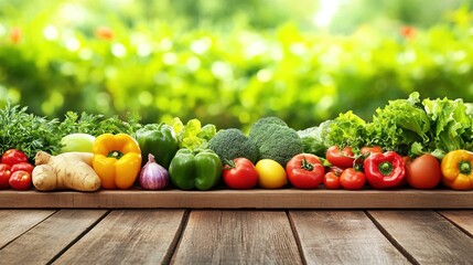 Close-up of vibrant fresh vegetables and fruits on wooden table, symbolizing healthy blood pressure foods, emphasizing natural nutrition and wellness.