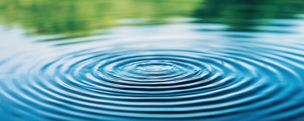 Slow ripples spreading out across a still pond close up   Nature s rhythmic patterns for inner peace   tranquil   Fusion   Pond backdrop