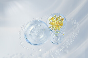 cosmetic moisturizer water molecule, Cosmetic Essence, Oil Liquid bubble, 3d rendering