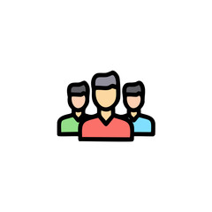 Teamwork flat icon. Single high quality outline symbol for web design or mobile app.