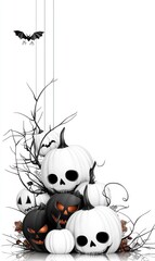 Stylish Halloween postcard: A minimalistic and creative banner showcasing a chic design for Halloween, blending elegance with seasonal spirit to create a unique and eye-catching festive postcard.