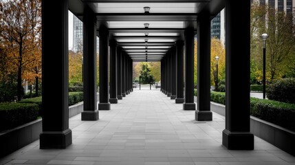 Elegant Walkway Surrounded by Lush Greenery