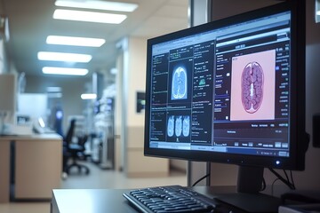 Naklejka premium The Computer Screen Displays Relevant Patient Information