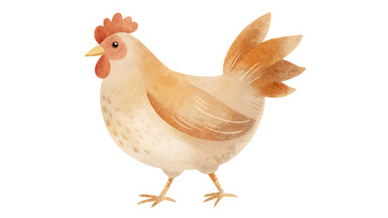 Fototapeta premium illustration chicken isolated, a peaceful farm scene