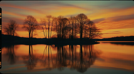 Obraz premium Sunset Reflections: Tranquility on the Lake
