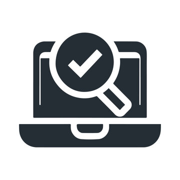 recommend clip art: Black silhouette search icon with a checkmark