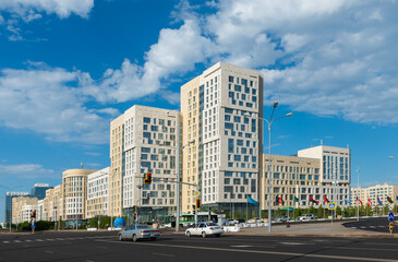  New residential area in the capital of Kazakhstan Astana on a cloudy summer day