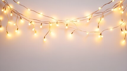 Festive String Lights on White Background