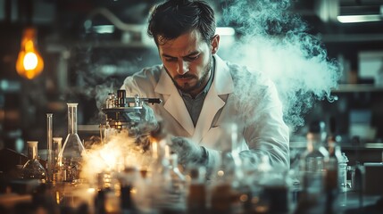 Scientist experimenting in laboratory