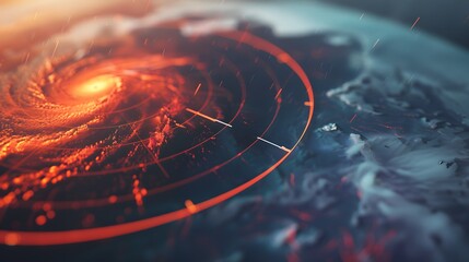 Weather radar displaying the predicted path of an approaching hurricane, emphasizing the importance of accurate meteorological data in disaster preparedness and response.