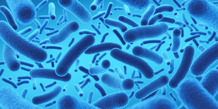 Lactobacillus bacteria, probiotic medical background 3d illustration.