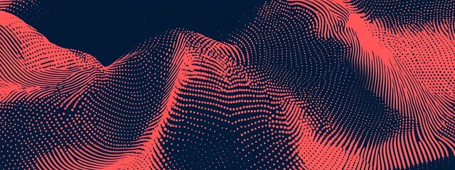 Abstract red and blue dotted background with a wavy texture.