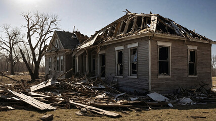 Fototapeta premium House damaged by storm