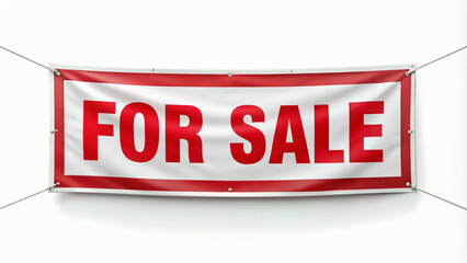 bold red banner with the words "FOR SALE" clearly displayed, ideal for attracting attention hanging banner announcing something is up for sale.