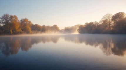 Tranquil Autumn Morning at the Serene Lake