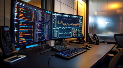 Professional trader's monitor displaying live stock market data and graphs