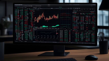 Trading platform interface showing real-time market orders and stock movements on a screen