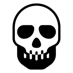 A minimalist black skull icon that serves as a versatile graphic for various design projects and creative applications.