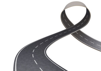asphalt road, curve highway, 3d illustration.