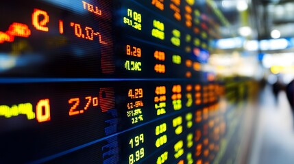 Real-time stock trading data displayed with charts and market information on a screen