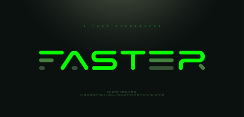 Abstract scifi modern logo alphabet fonts. Science fiction typography sport, technology, fashion, digital, future creative faster logos fonts. vector illustration