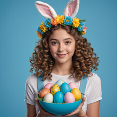 girl with easter eggs