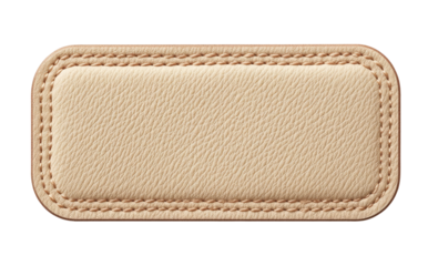 Beige leather badge isolated on transparent background