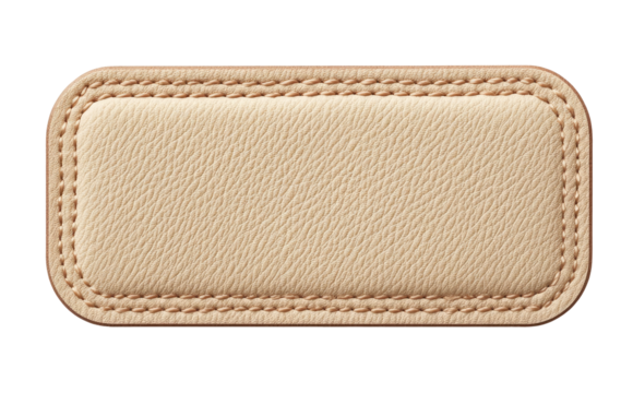 Beige leather badge isolated on transparent background