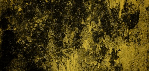long background is yellow, Rough blank wall painted by bright yellow paint as texture background or backdrop