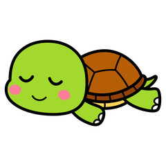 Cute Turtle Cartoon Illustration