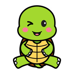 Cute Turtle Cartoon Illustration