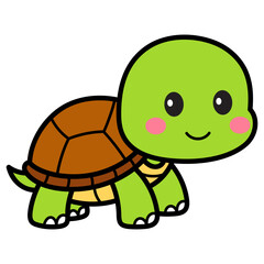 Cute Turtle Cartoon Illustration