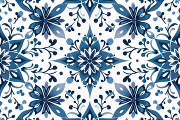 Fototapeta premium Winter pattern of geometric square tiles in cool colors