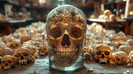 A Skull Adorned with Flowers: A Memento Mori